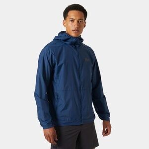 Helly Hansen Roam Wind Jacket Ocean Blue XL Lightweight Hooded Zip Front